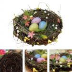 Lihav&otilde;ttep&uuml;hade kootud linnupesakaunistus munadega V&auml;ikeste k&auml;sit&ouml;&ouml;de dekoratiivne t&ouml;&ouml;laua ornament muru jaoks