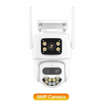 Uus EL 4K 9MP WIFI IP-kaamera Kolme objektiiviga 8x suumiga v&auml;listingimustes PTZ-kaamera HD AI automaatse j&auml;lgimisega turvakaamera P2P CCTV j&auml;lgimine ICSee 9MP Camera