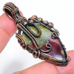 Natural Dragon Jasper Gemstone Handmade Copper Wire Wrap Pendant 2.56 j9n62