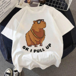 Capybaras Birthday T-shirt Gift Women Casual Loose Unisexga Streetwear Harajuku Funny Cartoon Unisex Shirt Sleeve Cotton White T shirt