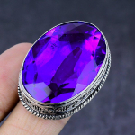 Natural Pink Amethyst Gemstone Handmade 925 Steling Silver Ring Size 7.5 p2z16