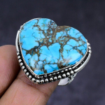 Natural Tibetan Turquoise Gemstone 925 Sterling Silver Jewelry Ring Size 9 t0t45