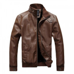 Uus meeste Slim Fit t&otilde;mblukuga disainitud PU nahast mootorratta jope Causal Vintage must M pruun