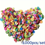 1000 tk Fruit Nail Art Slics, Fruit Slime Charms Fimo Slices 3D pol&uuml;meeri viilud lima jaoks, huulel&auml;ige valmistamise tarvikud Vaik ja k&uuml;&uuml;nekunsti kaunistused 1000pcs