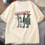 Muusikab&auml;nd Gorillaz PUNK ROCK T-s&auml;rk Mehed Naiste Suvi 90ndate O-kaelusega Puuvillane L&uuml;hikeste varrukatega T-s&auml;rgid Riided Vintage Y2K Clothing Tee XXL