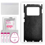 apgo Protective Skin Sticker for the back+sides compatible with Xiaomi Poco M4 Pro, Full Wrap Film, Foil, Vinyl - Pattern Black Leather
