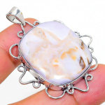 Natural Mud Crack Fossil Gemstone 925 Sterling Silver Gift Pendant 1.93 n8u76