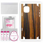 apgo Protective Skin Sticker for the back+sides compatible with Apple iPhone 11, Full Wrap Film, Foil, Vinyl - Pattern Tigerwood