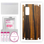 apgo Protective Skin Sticker for the back+sides compatible with Samsung Galaxy S20 FE, Full Wrap Film, Foil, Vinyl - Pattern Tigerwood