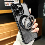 Luksuslik l&auml;ikega pulberv&auml;rvitud telefoni&uuml;mbris koos kiirliivaaluse hoidikuga iPhone 11 12 13 14 15 Pro Max 12 Pro 13 Pro 15 Plus kukkumisvastase pehme TPU kattega iPhone 15 Plus must