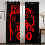 M&auml;nguk&auml;epide M&auml;ngupult M&auml;ngija 3D Digitaaltr&uuml;kk Magamistuba Elutuba Aknakardinad 2 paneeli 100W160H(CM)40x63in&Hook red