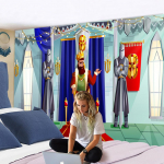 Kuningapalee Gobel&auml;&auml;n Seinakaunistus Joonisfilm Armas Lastetuba Kodu Kaunistus Hipi Boheemlaslik Seina Taustakangas 95x70CM