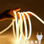 220V COB LED-ribavalgusti EU toitepistik IP67 pandla kinnitus LED-ribalamp Paindlik COB lineaarne valgusriba 3000K 4000K 6000K 1-21m 20M soe valge v&auml;rv