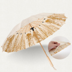 16 Bone Clear Umbrella National Style Retro Art V&auml;ike v&auml;rske pika k&auml;epidemega puidust tuulekindel ja p&auml;ikesekaitsega must liim