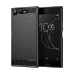 Sony Xperia XZ1 harjatud tekstuuriga s&uuml;sinikkiust TPU telefoni&uuml;mbrisele For Sony Xperia XZ1 must