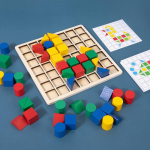 Puidust loovklotsid Pusle lastele Montessori v&auml;rvide ja kujunditega alusharidusega harivad m&auml;nguasjad, laste intelligentsusm&auml;ng