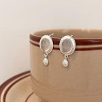 S925 Sterling h&otilde;be must ja valge ahhaat vesitilgakujulised k&otilde;rvar&otilde;ngad k&otilde;rgekvaliteedilised prantsuse vintage stiilis k&otilde;rvar&otilde;ngad elegantsed painduvad k&otilde;rvar&otilde;ngad 925