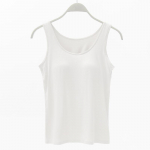 Naiste vestiga topid sisseehitatud rinnahoidja kaelusega vestiga, polsterdatud Slim Fit tanktopid Seksikad s&auml;rgid Naiselik vabaaja XXXL valge