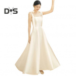 Naiste pulmakleit, satiinist pitsiline &otilde;lapael, v&ouml;&ouml;ri, kandiline kael, A-joon, suur kiik, &uuml;hev&auml;rviline varrukateta filmimine pildistav &otilde;htukleit XXL valge