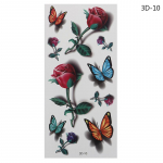 Ajutine t&auml;toveeringu kleebis Body Art 3D Butterfly Rose Feather Tattoo Veekindel 3D-10