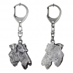 Airedale Terrier, Bingley Terrier - Silver-plated key ring with a dog in a gift box, handbag decoration, backpack pendant by Art-Dog brand
