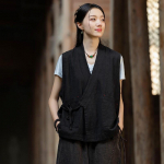 Johnature Naiste Hiina stiilis v&ouml;&ouml;vestid mantlid V-kaelusega &uuml;hev&auml;rvilised riidelapid S&uuml;gisesed lahtised vintage vestid One Size must