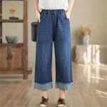 Johnature Naine s&uuml;gisene isiksus Splice pesemine kauboi sirged p&uuml;ksid lahtised korea vabaaja elastsed v&ouml;&ouml;p&uuml;ksid M