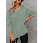 INDFS Naiste moe vabaaja &uuml;hev&auml;rviline prinditud kevad-s&uuml;gis pikkade varrukatega O-kaelusega pulloverid ja pikad varrukad S hall v&auml;rv