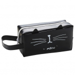 K&auml;epidemega pliiatsikott, suure mahutavusega sile t&otilde;mblukk kunstnahast armsad kassik&otilde;rvad disainiga &otilde;pilaste kirjatarvete hoiukott Igap&auml;evane kasutamine valge