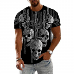 Vintage Horror 3D Skull Print Meeste T-s&auml;rk Suvine Klassikaline vabaaja Kaelus L&uuml;hikeste Varrukatega Moes Lahti Suured Topid Meeste T-s&auml;rk S