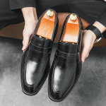 Mood Must Meeste Loafers Kingad Pulmad &Auml;ri Meeste Kleit Kingad Pu Nahast Slip-On Soliidne &uuml;mmargune varvas K&auml;sitsi valmistatud meeste kingad Suurus 38-44 38 must