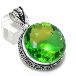 Natural Peridot Gemstone Handmade 925 Sterling Silver Jewelry Pendant 1.85 p2t92