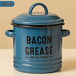 Vanaaegne emailitud &otilde;likann kaanega, suure mahutavusega &otilde;li hoiun&otilde;u, rustikaalne k&ouml;&ouml;gikaunistus, kodukaunistus toidu&otilde;li kann, ideaalne kingitus k&ouml;&ouml;ki sinine