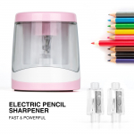 Elektriline laste pliiatsiteritaja, elektriline patareiga t&ouml;&ouml;tav pliiatsiteritaja, automaatne juhtmeta teritaja roosa