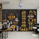 Kohandatud k&auml;sitsi maalitud &Otilde;lle tervitus Toidu veini Kardinad Magamistoa k&ouml;&ouml;gi kardinad BBQ restorani Vana t&ouml;&ouml;stuslik stiil Baari kardinad 100W130H(CM)40x51in&Rod Pocket