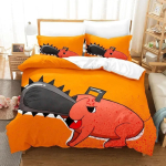 Pochita Chainsaw Man Voodipesukomplekt &Uuml;heinimese Twin T&auml;is Queen King Suurusega Voodikomplekt T&auml;iskasvanu Laste Magamistuba Tekikotiga Komplektid Anime Voodilina Komplekt AU Single 140x210cm