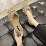 Glitter Crystal Pearl trukid Balletikingad Naised Kandilised varvaste libisemine Loafers Mugavad madalad v&auml;ljal&otilde;igatud baleriinid Mokassiinid Naised 35
