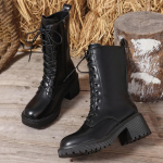 Talvesaapad Talvesaapad Vabaaja K&otilde;rge Kontsaga Kingad 2025 Trend Gladiaator Paeltega Nahast Kingad Mood Klassikalised Paksu Kontsaga Saapad Naised 42 must