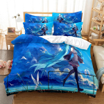 Multikad Voodipesukomplekt Tekikoti Komplekt 3D Voodipesu Digitaaltr&uuml;kk Voodipesu Kuninganna Suuruses Voodipesukomplekt Moodne Disain EU single(135x200cm) blue
