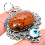 Mahogany Obsidian, Evil Eye 925 Sterling Silver Gift Pendant 2.25 r5i76