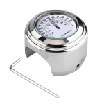 Universaalne 7/8-tolline veekindel kroom mootorratta juhtrauaga kvartskell, alumiiniumist helendav kella mototarvikud