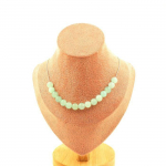 Pierres et Min&eacute;raux. Collier 15 perles Ang&eacute;lite 8 mm. Chaine en acier inoxydable Collier femmes, hommes. Taille personnalisable.