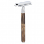Double Edge Safety Razor Men Travel kaasaskantav tsingisulamist bambusest k&auml;epidemega k&auml;sitsi pardel (Ilma Bladeta)
