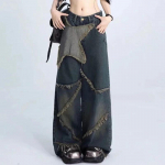 Y2k Vintage naiste teksad Harajuku Star Patchwork laia s&auml;&auml;rega Korea teksap&uuml;ksid pestud kottis p&uuml;ksid t&auml;navar&otilde;ivad S