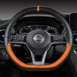 for Nissan March Micra K10 K11 K12 K13 K14 PU Leather Car Steering Wheel Cover Fast Shipping Auto Accessories D Shape Orange