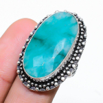 Emerald(Simulated) Gemstone 925 Sterling Silver Jewelry Ring Size 7 v8q47