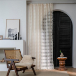 K&auml;sitsi heegeldatud pitskardinad - Valgusfiltreerimisega talumaja sheers elutuba/magamistoa/r&otilde;du jaoks | Vintage v&otilde;luga Boho laheakna kardinad 1.5x1.6MGrommets