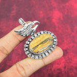 Pildijaspis ripats, 925 prooviga t&auml;issterlingh&otilde;bedast ehted, Kivist ripats, Kingitus talle, K&auml;sit&ouml;&ouml;na valmistatud &otilde;rn ehtekomplekt 2.24 Inches kollane