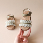 Laste Uued Pitsist Printsessi T&uuml;druku Sandaalid Pehme Sisetallaga Libisemiskindlad Avatud Varvastega T&uuml;drukute Suvekingad Imiku ja V&auml;ikelapse V&auml;ikelapse Kingad Bebe 15 13CM beež