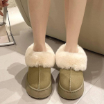 Naiste talvised lumesaapad naiste 2024 uus karusnahaga integreeritud fliisist paksendatud k&otilde;rgendatud paksu tallaga l&uuml;hikesed saapad puuvillased kingad 40 roheline